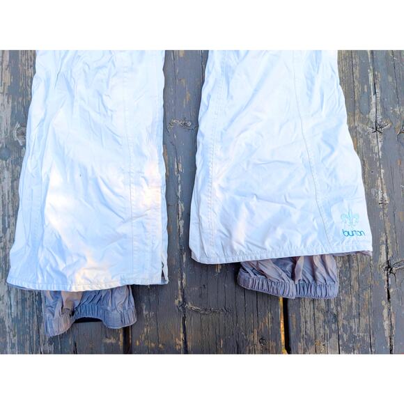 Burton Women’s Snowboard Pants XS White "B Collection" Fleur-de-Lis Low Rise - Picture 5 of 5